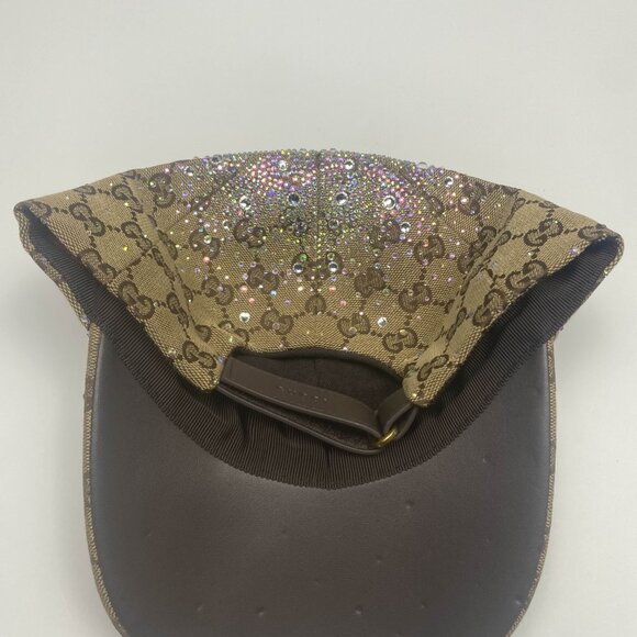 RARE Gucci GG Crystal Canvas Baseball Hat Camel Dark Brown - Picture 4 of 10